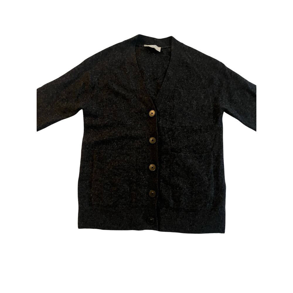Everlane Cozy-Stretch Relaxed Cardigan Charcoal Gray XXS grandpa cottagecore